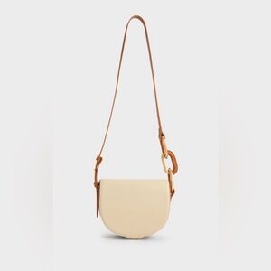 Charles & Keith kora saddle Cream and Tan Crossbody Bag